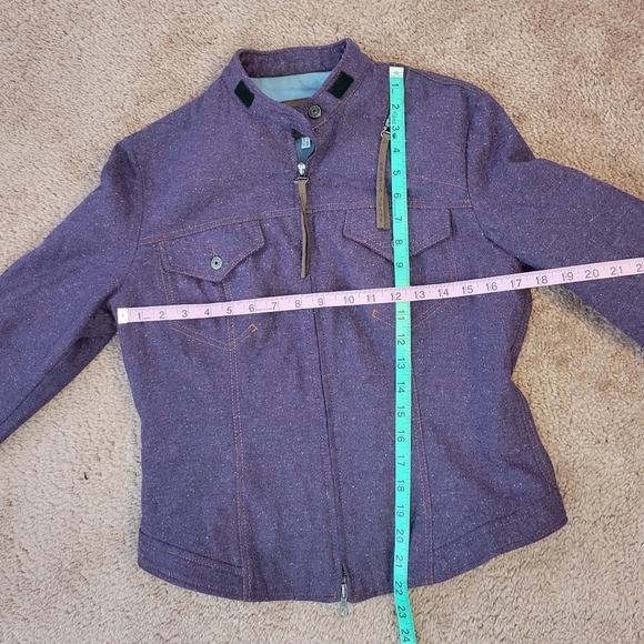 KRIZIA JEANS Purple Speckled Wool Full Zip Blazer Jacket Pockets Women Size 10 - Picture 2 of 5
